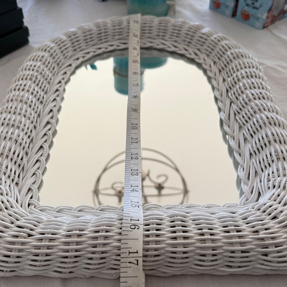 Elegant White Wicker Wall Mirror - Picture 3 of 3